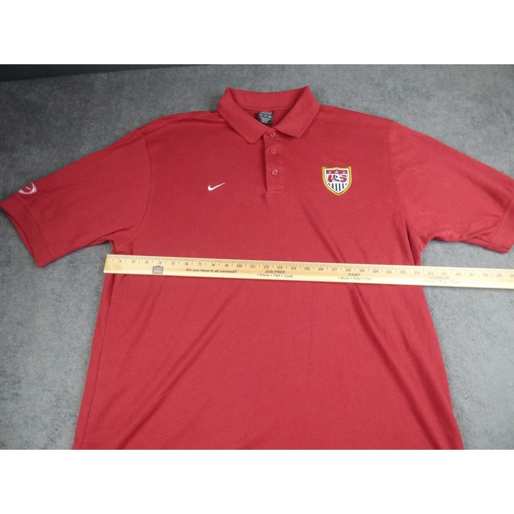 Nike Team US Soccer Federation Red Dri-FIT Polo Shirt Mens XL Embroidered Crest